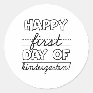 Happy First Day Of Kindergarten Kids Ck To School  Classic Round Sticker