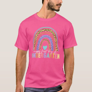 Happy First Day Of Kindergarten Leopard Rainbow Ki T-Shirt