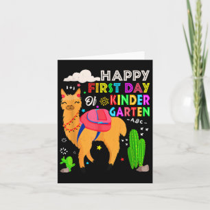 Happy First Day Of Kindergarten Llama Kids Back To Card