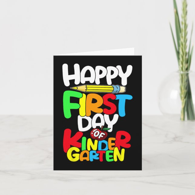 Happy First Day Of Kindergarten Teacher Back To Sc Card (Front)