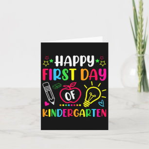Happy First Day Of Kindergarten Teacher Kids Back Card