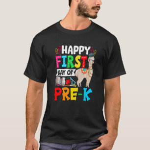 Happy First Day Of Pre K Llama School Apple Graphi T-Shirt