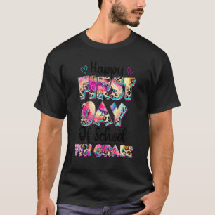 Happy First Day Of School 7th Grade Tie Dye Leopar T-Shirt