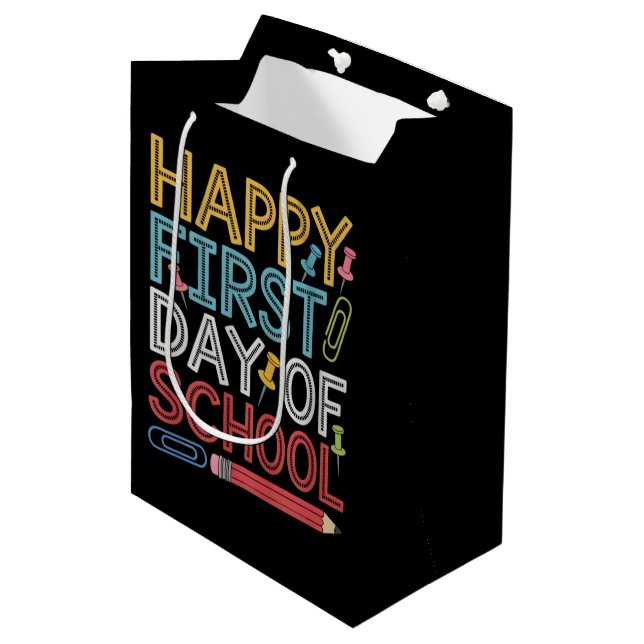 Happy First Day Of School Back To School  Medium Gift Bag (Front Angled)