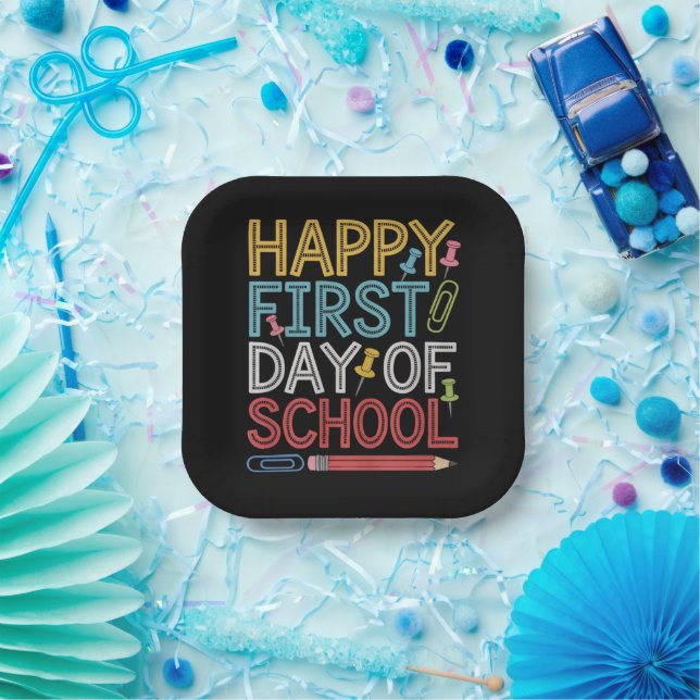 Happy First Day Of School Back To School  Paper Plate (Party)