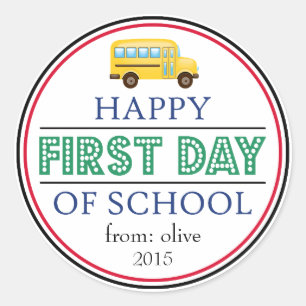 Happy First Day Of School Bus Sticker (Green)