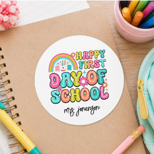 Happy First Day of School Classic Round Sticker