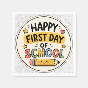 Happy First Day of School Cute Kawaii Pencil Napkin