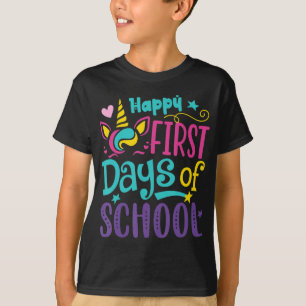 Happy First Day Of School Cute Unicorn Back To Sch T-Shirt