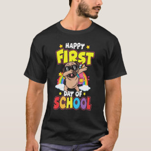Happy First Day Of School Dabbing Pug Dog Back To T-Shirt