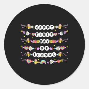 Happy First Day Of School Friendship Bracelets Kid Classic Round Sticker