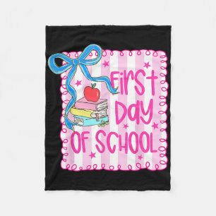 Happy First Day Of School Girly Coquette Bow Teach Fleece Blanket