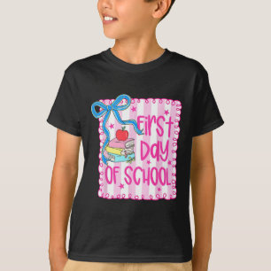 Happy First Day Of School Girly Coquette Bow Teach T-Shirt