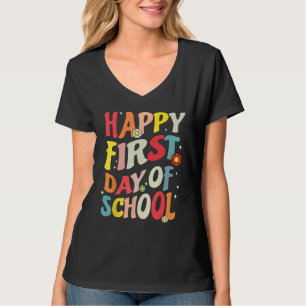 Happy First Day Of School Groovy Teacher Student K T-Shirt