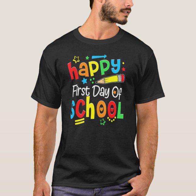 Happy First Day Of School Kindergarten Pre K Back  T-Shirt (Front)