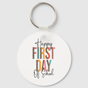 Happy First Day Of School Leopard Ck To School Tea Key Ring