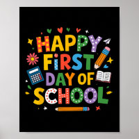 Happy First Day Of School Pencil Teacher Kids Back