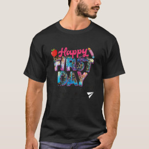 Happy First Day Of School Quote Cool Tie Dye Back  T-Shirt
