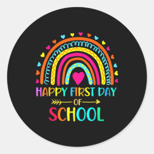 Happy First Day Of School Rainbow Back To School T Classic Round Sticker