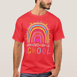 Happy First day of School Rainbow Leopard Teacher  T-Shirt