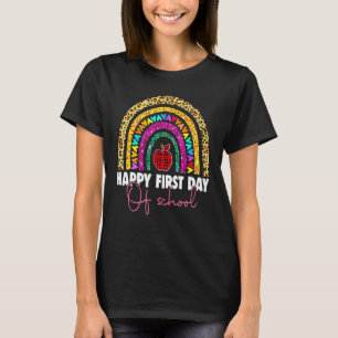 Happy First Day Of School Rainbow Leopard Women Te T-Shirt