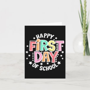 Happy First Day Of School Retro Groovy Back To Sch Card