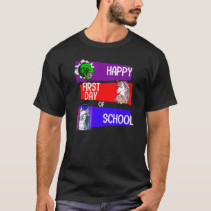 Happy First Day Of School Squad Grade Unicorn Dino T-Shirt