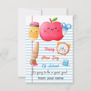 Happy first day of school tags thank you card
