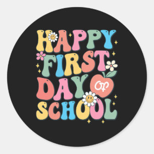 Happy First Day of School Teacher Boys Girls Back  Classic Round Sticker