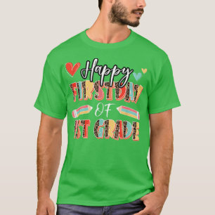 Happy First Day Of School Teacher Leopard Back To T-Shirt