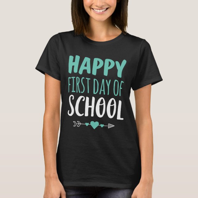 Happy First Day Of School  Teacher Student Arrow C T-Shirt (Front)
