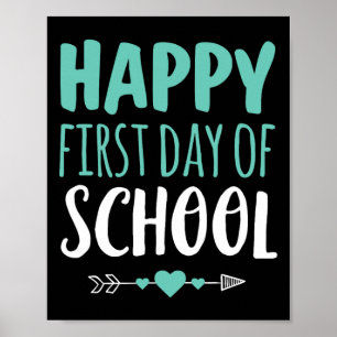 Happy First Day Of School Teacher Student Arrow Cu Poster