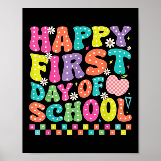Happy First Day Of School Teachers Kids Boys Back  Poster (Front)