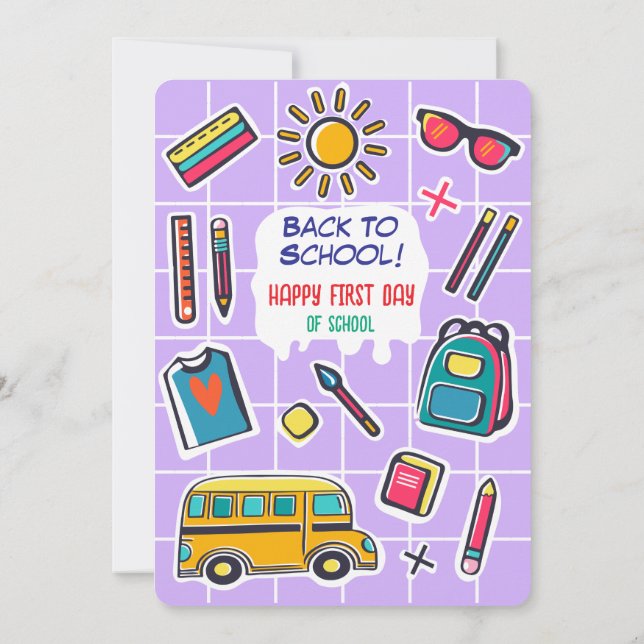 Happy First Day Of School WELCOME Invitation (Back)