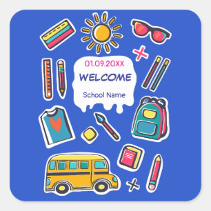Happy First Day Of School WELCOME Square Sticker