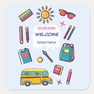 Happy First Day Of School WELCOME Square Sticker