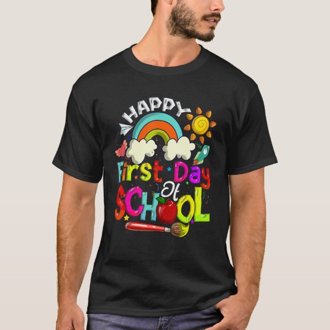 Happy First Day Welcome Back To School Students Te T-Shirt (Front)