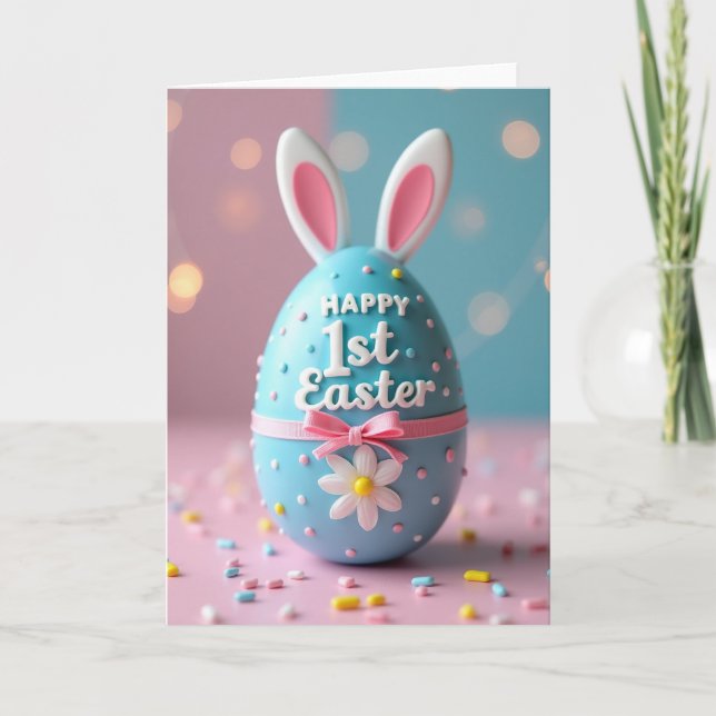 Happy First Easter Bunny Egg Card (Front)