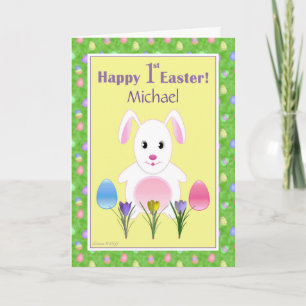 Happy First Easter Bunny Rabbit Personalised Card