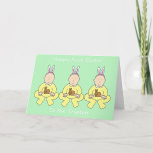 Happy First Easter for the Triplets Holiday Card