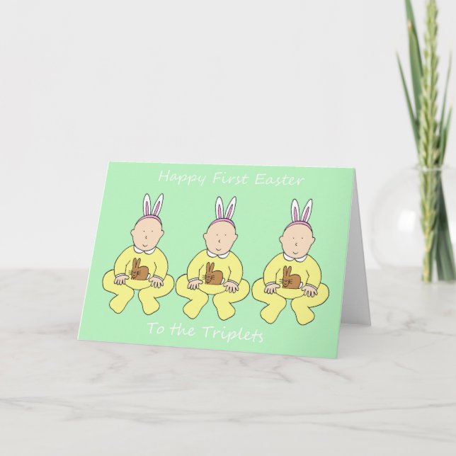 Happy First Easter for the Triplets Holiday Card (Front)