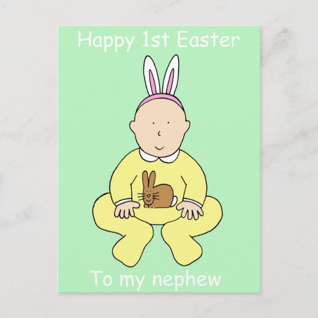 Happy First Easter to My Nephew Holiday Postcard (Front)