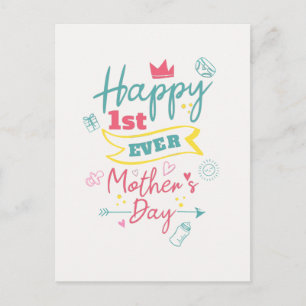 Happy First Ever Mothers Day Personalised Holiday Postcard