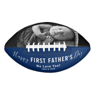 Happy First Father’s Day Blue Modern Photo Name Football