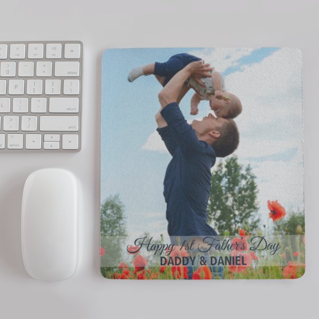 Happy First Father’s Day Custom Photo and Name Mouse Pad (Creator Uploaded)