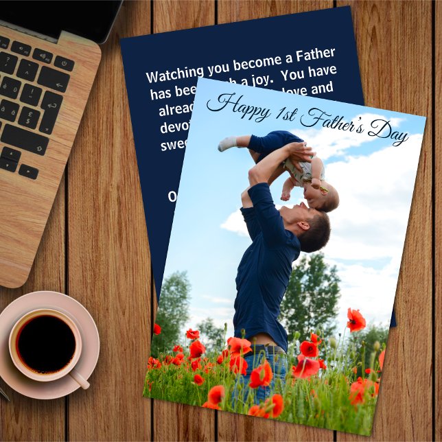 Happy First Father’s Day Custom Photo Flat Card (Creator Uploaded)