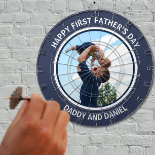 Happy First Father’s Day Custom Photo & Text Dartboard