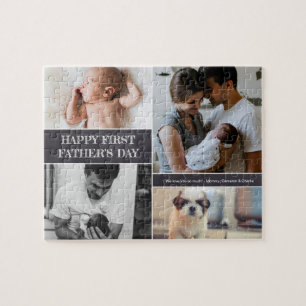 Happy First Father’s Day Photo Collage Family Jigsaw Puzzle