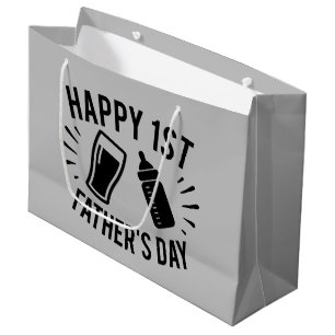 Happy First Father;s Day word art Large Gift Bag