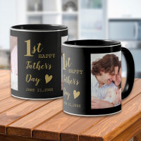 Happy First Father's Day 2 Photo Black And Gold